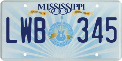 MS license plate LWB345
