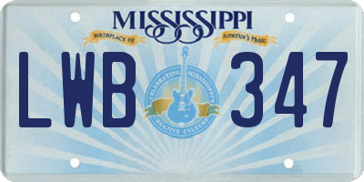 MS license plate LWB347