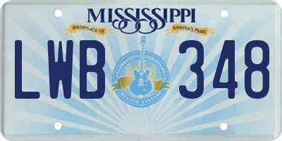 MS license plate LWB348
