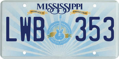MS license plate LWB353
