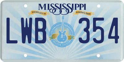 MS license plate LWB354