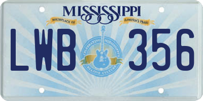 MS license plate LWB356