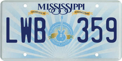 MS license plate LWB359