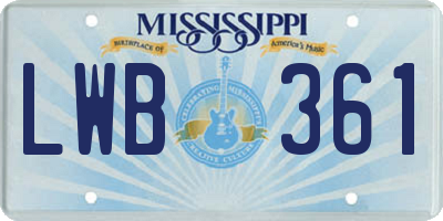 MS license plate LWB361