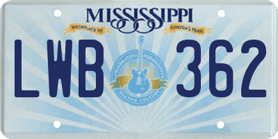 MS license plate LWB362
