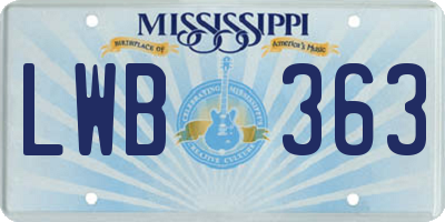 MS license plate LWB363