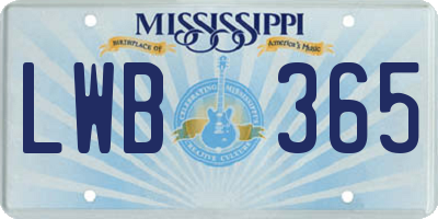MS license plate LWB365