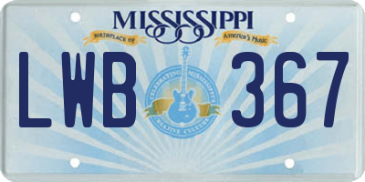 MS license plate LWB367