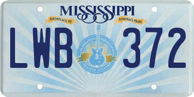 MS license plate LWB372