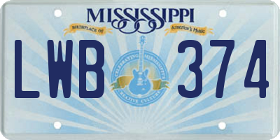 MS license plate LWB374
