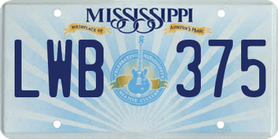 MS license plate LWB375