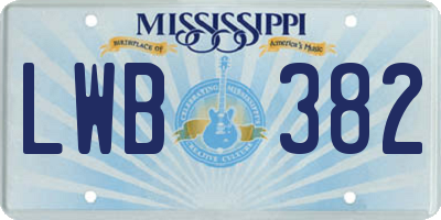 MS license plate LWB382