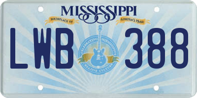 MS license plate LWB388