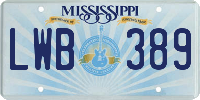 MS license plate LWB389
