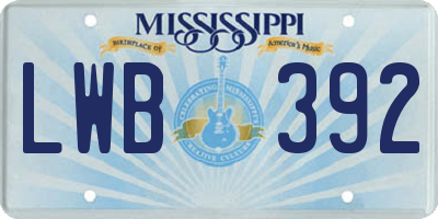 MS license plate LWB392