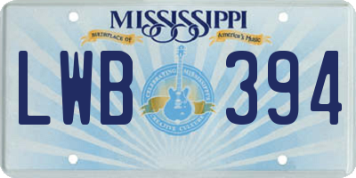 MS license plate LWB394