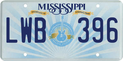 MS license plate LWB396