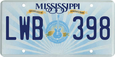 MS license plate LWB398