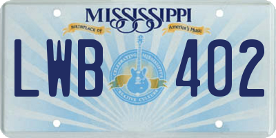 MS license plate LWB402