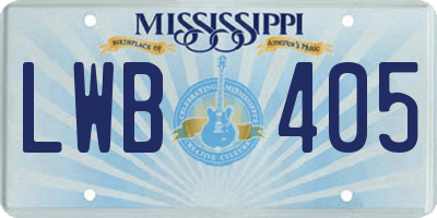 MS license plate LWB405