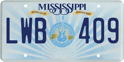 MS license plate LWB409