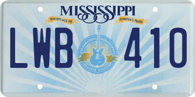 MS license plate LWB410