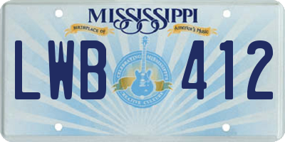 MS license plate LWB412