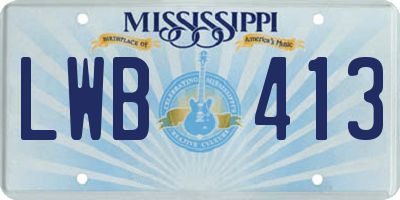 MS license plate LWB413