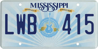 MS license plate LWB415