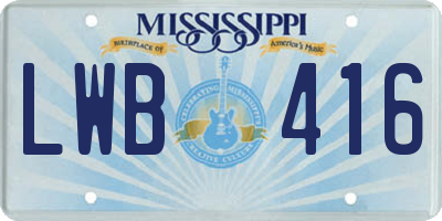 MS license plate LWB416