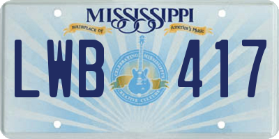 MS license plate LWB417