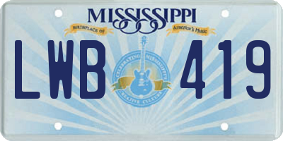MS license plate LWB419