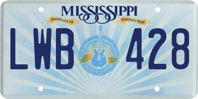 MS license plate LWB428