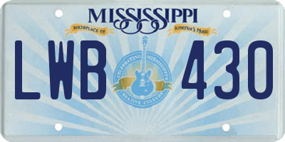 MS license plate LWB430