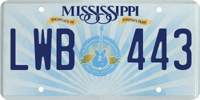 MS license plate LWB443