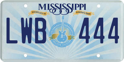 MS license plate LWB444