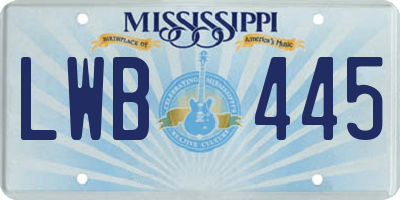 MS license plate LWB445