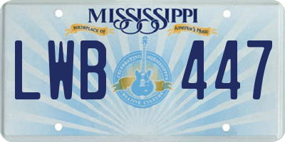 MS license plate LWB447