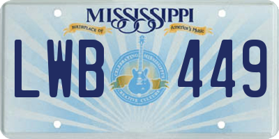 MS license plate LWB449