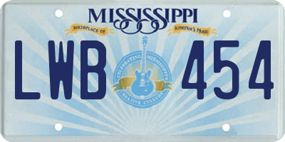 MS license plate LWB454