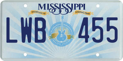 MS license plate LWB455