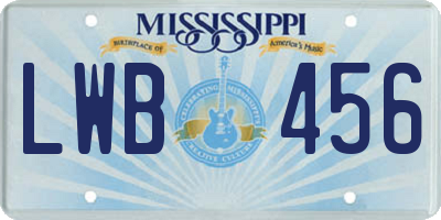 MS license plate LWB456