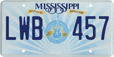 MS license plate LWB457
