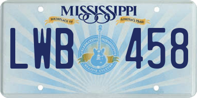 MS license plate LWB458
