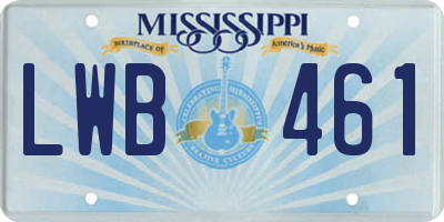 MS license plate LWB461