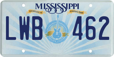 MS license plate LWB462