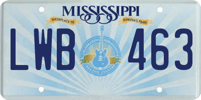 MS license plate LWB463