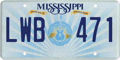 MS license plate LWB471