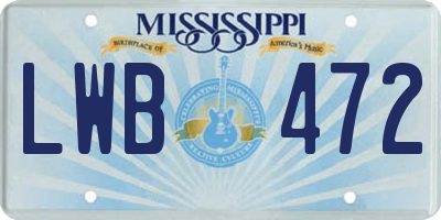 MS license plate LWB472