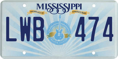MS license plate LWB474
